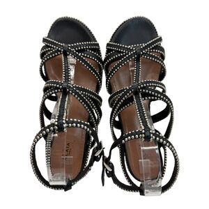 Alaia Black Leather Silver Beaded Gladiator Sandals Women’s Size 39